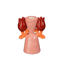 Kandelaar bloem roze - l11,5xb7,5xh15,5cm