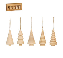 Ornament boom bruin 5 stuks FSC 100% - h9xd4,5cm
