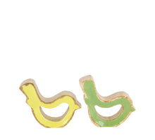 Figur Vogel Mangoholz 10x2,5x7cm Grün/Gelb gemischt