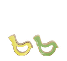 Figur Vogel Mangoholz 18x3,5x14cm Grün/Gelb gemischt