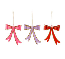 Ornament strik rood roze paars 3 assorti - l10xb2,5xh12cm