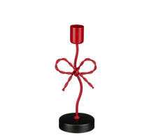 Kandelaar strik rood - l7xb6,5xh18cm