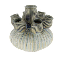 Keramikvase 25x25x25cm Weiß/Grau