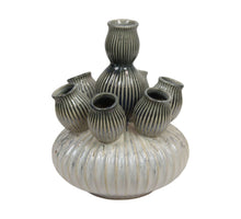 Keramikvase 28x28x36cm Weiß/Grau