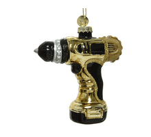 Ornament Bohrer Glas Silber und Gold Glitter Details - L9 B4 H10cm