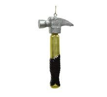 Ornament Hammer Glas Silber und Gold Glitter Details - L6.5 B2 H13cm