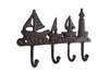 Wandhaken "Port" mit 4 Haken, altbraunes Metall, 25,5x16,5x4cm