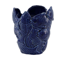 Blumentopf Fisch Porzellan 19x18,5x22,2cm Blau