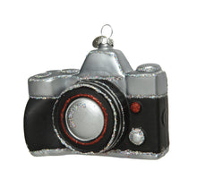 Ornamentglas - Fotokamera - Glitter - L4.9-W10-H9.3cm - schwarz