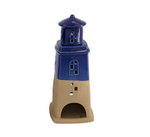 Teelichthalter Leuchtturm Keramik 13x12,7x29,8cm Blau
