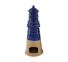 Teelichthalter Leuchtturm Keramik 15x15x37cm Blau
