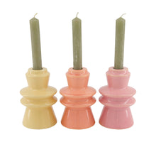 Dinnercandle holder ceramic 9x9x14.5cm 3 Mixed