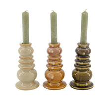 Dinnercandle holder ceramic 9x9x16cm 3 mixed