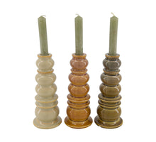 Dinnercandle holder ceramic 9x9x22cm 3 mixed