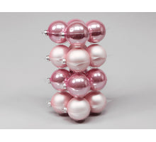 cb. 16 glasballen/kappe pulver rosa combi 80mm