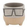 Pflanzgefäß Gesicht mit Brille Keramik 8x8x7,3cm Grau