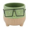 Pflanztopf Gesicht mit Brille Keramik 8x8x7,3cm Grün