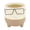 Blumentopf Gesicht mit Brille Keramik 12,5x12,5x13cm Creme