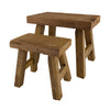Stool rectangular reclaimed wood 35x25x30cm S/2 Brown