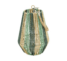 Lantern paper rope with glass 18x18x24cm Green/Natural