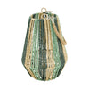 Lantern paper rope with glass 18x18x24cm Green/Natural