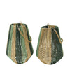 Lantern paper rope with glass 28x28x38cm 2 mixed Green/Natur