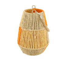 Lantern paper rope with glass 18x18x24cm Orange/Yellow