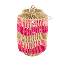 Lantern paper rope with glass 17.5x17.5x26cm Pink mix