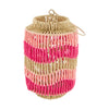 Lantern paper rope with glass 17.5x17.5x26cm Pink mix