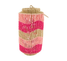 Lantern paper rope with glass 18.5x18.5x35cm Pink mix