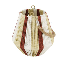 Lantern round paper rope with glass 18x18x18cm Natural/Red