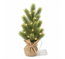Kerstboom LED op batterij jute D18 H37 cm