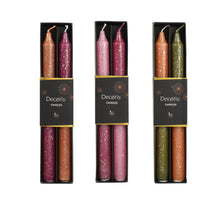 Dinerkaars paraffine two color, glitter dinner candle 3col assortie D.2cm x H.23cm