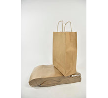 Braune Krafttasche 22 + 10x31 cm zu 50 Stück gedrehtes Handgriff