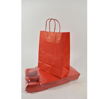 Tragetasche Rot Kraft 23 + 12x30 cm zu 50 Stück gedreht Handv.