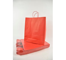 Tragetasche Rot Kraft 35+14x40cm zu 50 Stück gedreht Handv.