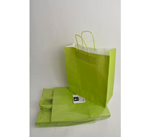 Tragetasche Lime kraft 35+14x40cm a 50 Stück gedreht handv.