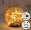 BAL  CRACKLE AMBER GLAS OPLAADBAAR 15LED CLASSIC 12CM INCLUSIEF USB KABEL