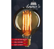 LED RETRO LAMP 95X140MM 2W-1800K/E27 NIET DIMBAAR 4X60MM FIL