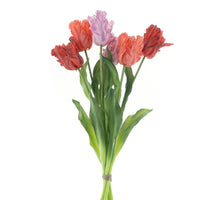 Real Touch Parrot tulip bundle Sally X6 mixed orange/peach/pink 51cm