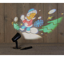 LED AUSSENPROJEKTOR FARBE WEIHNACHTSDORF BASIS UND STECKER / 8/16H TIMER IP44 / 5M STROMKABEL