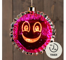 BALLON SMILEY LED GLAS LED OP BATTERIJ 15.8X7.9X16.5CM ROZE