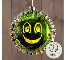 BALLON SMILEY LED GLAS LED OP BATTERIJ 15.8X7.9X16.5CM GROEN