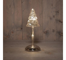 Weihnachtsbaum auf Stamm, Glas, LED, batteriebetrieben, mit Timer, H25,5 cm, silber