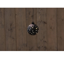 B.O. GLASKUGEL SCHWARZ MIT STERNEN 10CM /LED WARMWEISS - 2XAAA