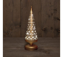 B.O. GLAS BAUM MATT GOLD MIT STERNEN 9X30CM / 10LED WARM WHITE - 3XAA