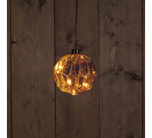 B.O. GLASKUGEL ANTIK GOLD 12CM / 10LED KLASSISCH WARM - 2XAAA