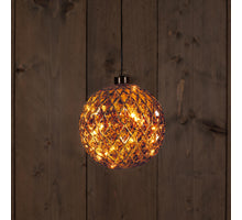 B.O. GLASKUGEL ANTIK GOLD 15CM / 15LED KLASSISCH WARM - 2XAAA