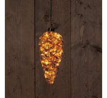 B.O. GLAS TANNENZAPFEN ANTIK GOLD 20CM /15 LED KLASSISCH WARM - 2XAAA