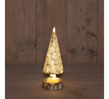 B.O. GLAS BAUM WEISS-GOLD 9X27CM / 10LED CLASSIC WARM - 3XAA
